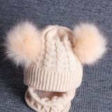 Kids Woolen Knitted Hat and Scarf Set Outdoor Winter Warm Hat