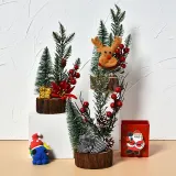 LED Light Up Pine and Deer Artificial Handwork Flowers Christmas Decoration Ornament