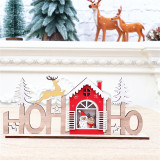 Merry Christmas Handmade LED Light Up Wooden Plate House Christmas Home Ornament Decoration