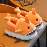 Toddler Kids Cartoon Shark Cotton Home Winter Warm Furry Shoes