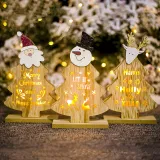 Christmas Pained Santa Claus and Snowman Head Plate Wooden Christmas Ornament Decoration