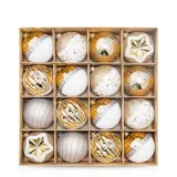 Merry Christmas 16 Pieces 8cm Snowflake and HOHO Painted Christmas Tree Ornaments Hanging Balls Decoration