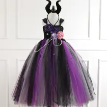 2 PCS Mermaid Tutu Dress Flowers Pearls With Headdress Costume Halloween Cospaly Carnival Party