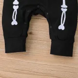Skull Patterns Printed Baby Long Sleeve Bat Bodysuit Set With Hat