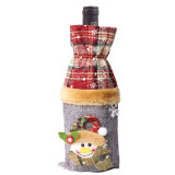 Christmas Santa and Snowman Red Plaids Wine Cover Bag Christmas Home Decor
