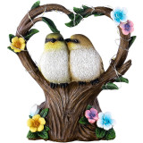 Home Solar Light Garden Love Couple Birds and Owls Ornament Resin Craft Figure Statue