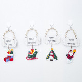 Merry Christmas 4 Pieces Painted Hanging Santa Claus and Socks Door Christmas Ornament Decoration