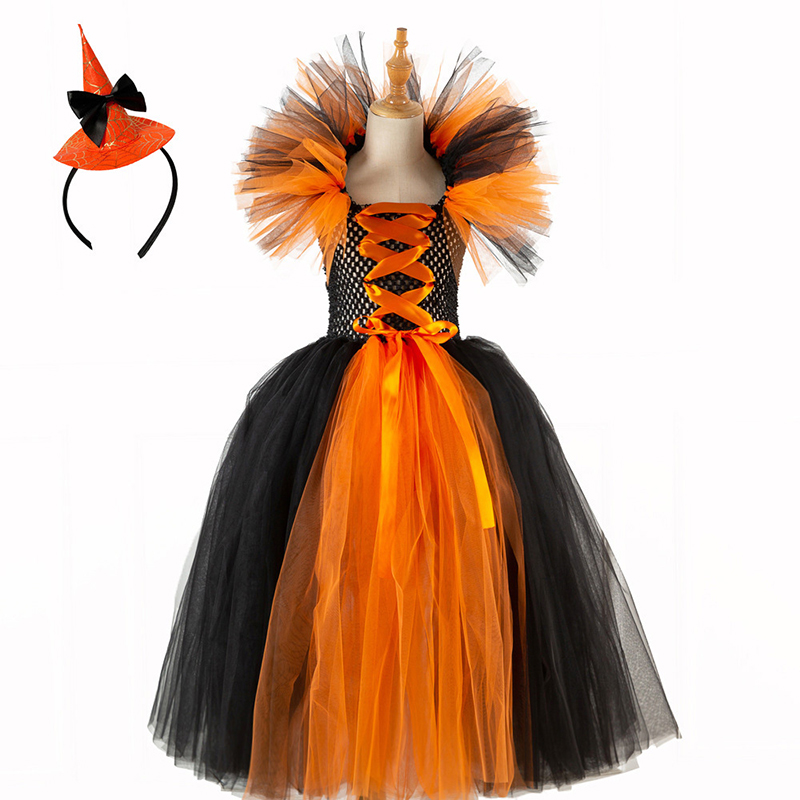 2 PCS Witch Tutu Dress With hat Costume Halloween Cospaly Carnival Party