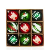 Merry Christmas 9 Pieces 6cm Flower and Stars Painted Christmas Tree Ornaments Hanging Balls Decoration