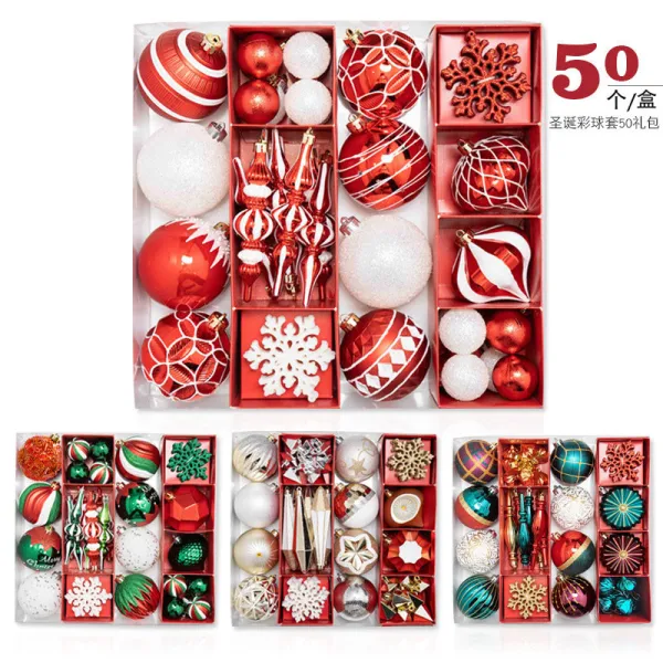 Merry Christmas 60 Pieces Painted Candy and Christmas Tree Ornaments Hanging Balls Decoration