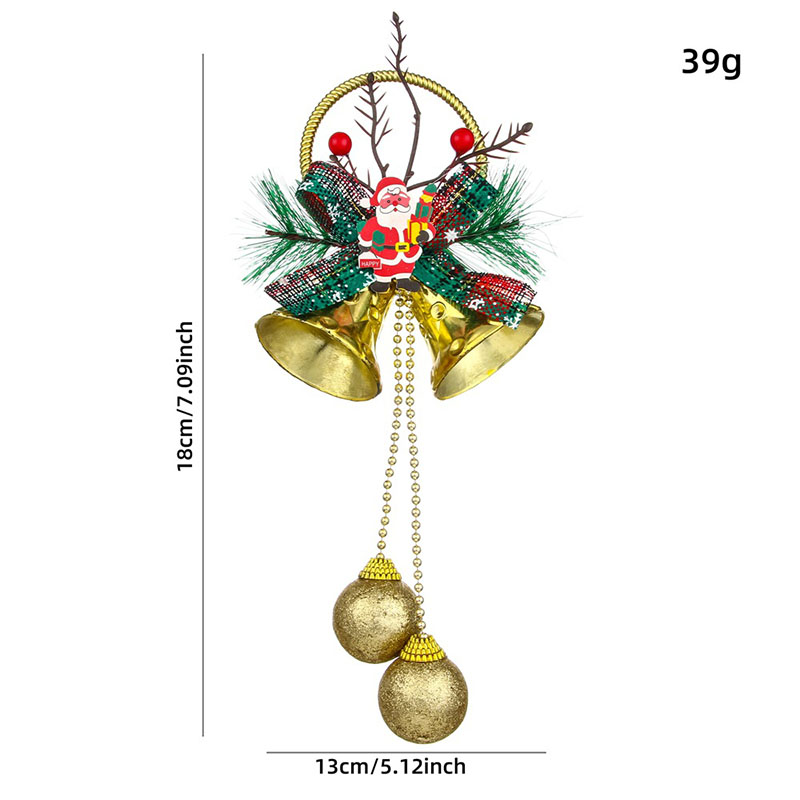 Merry Christmas 3 Pieces Bowknot Santa Claus Pine Cones Jingle Bell Christmas Ornament Decoration