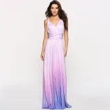 Women Sling Sleeveless V-Neck Gradient Swing Dress Backless Maxi Dress
