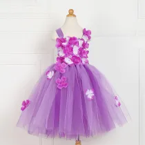 Pink Petal Mesh Dress Halloween Cospaly Carnival Party Princess Fancy Tutu Dress