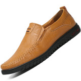 Men Low Cut Round Toe One Pedal Casual Leather Shoes