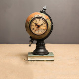 Home Globe Clock Ornament Desktop Craft Ornament Resin Figure Statue