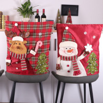 Christmas Santa Claus and Snowman Home Red Woven Chair Covers Christmas Decor