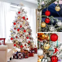 Merry Christmas 9 Pieces 4cm PET Hallow Out Christmas Tree Ornaments Hanging Balls Decoration