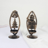 Christmas Artificial Crafts Jingle Bell and Reindeer Candlestick Christmas Home Ornament Decoration