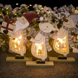 Christmas LED Light Up Painted Stand Snowman with Scarf Christmas Home Ornament Decoration