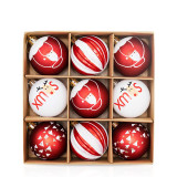 Merry Christmas 9 Pieces 6cm Flower and Stars Painted Christmas Tree Ornaments Hanging Balls Decoration