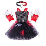 3 PCS Vampire Halloween Cospaly Carnival Party Toddler GirlsTutu Dress Slip Dress Costume Set