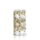 Merry Christmas 30 Pieces 6cm White and Gold Hollow Out Christmas Tree Ornaments Hanging Balls Decoration