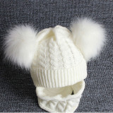 Kids Woolen Knitted Hat and Scarf Set Outdoor Winter Warm Hat