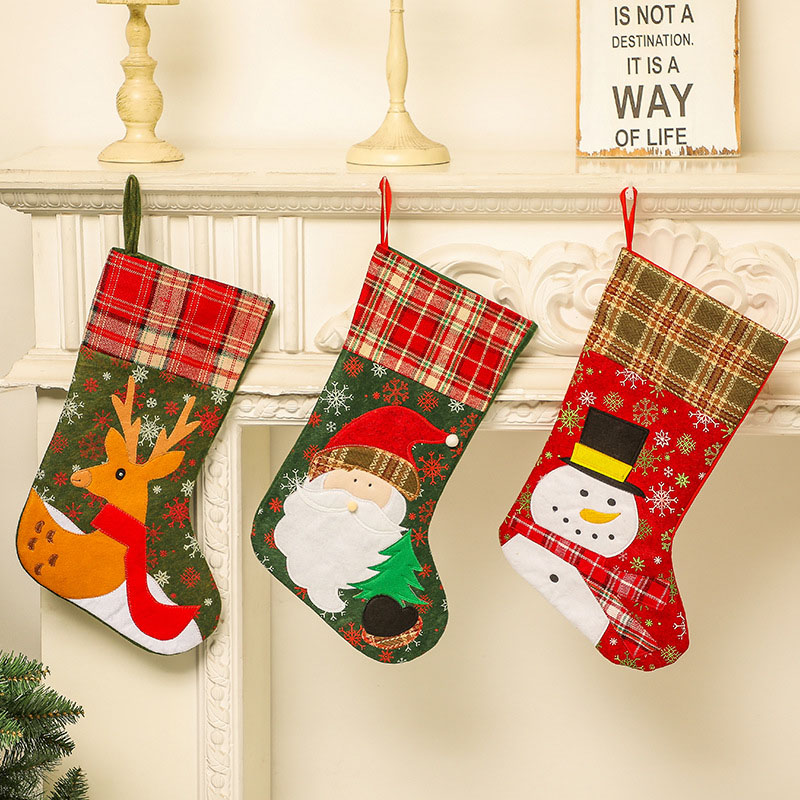 Christmas Snowman and Reindeer Gift Socks Bag Christmas Ornament Decoration
