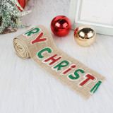 Merry Christmas Xmas Painted Woven Streamer Ribbon Christmas Party Decoration