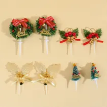 Christmas 10 Pieces Christmas Tree and Wreath Cake Plugin Christmas Party Decor