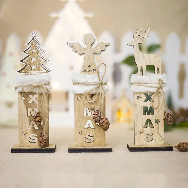 Christmas Wooden Angle and Reindeer Crafts with Pine Cones Christmas Ornament Decoration