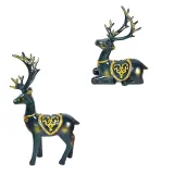 Home Ornament 2 Pieces Elk Desktop Craft Ornament Figure Statue