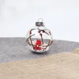 Merry Christmas 3 Pieces 6cm Ribbon Christmas Tree Ornaments Hanging Balls Decoration