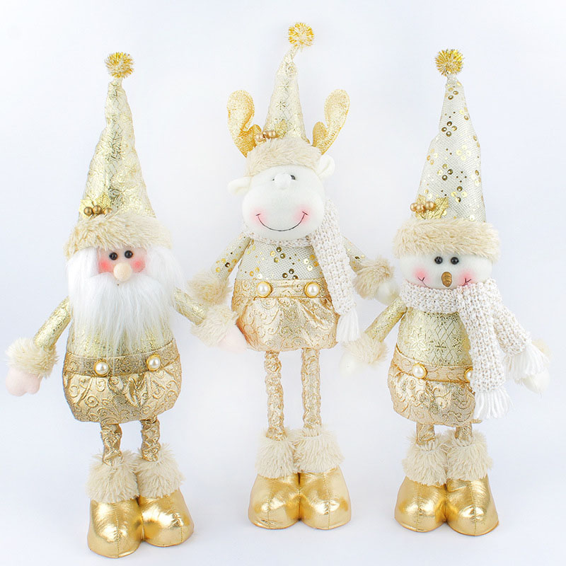 Christmas Golden Santa Claus and Snowman Christmas Decoration Ornament