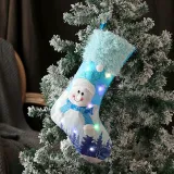 Christmas LED Light Up Blue Santa Claus Socks Christmas Ornament Decoration