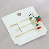 Merry Christmas 3 Pieces Jingle Bell and Wreath Hairpin Christmas Gift Decoration