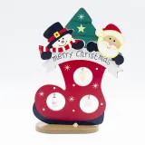 Christmas Big Santa Claus and Deer Wooden Socks Christmas Home Ornament Decoration