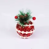 Merry Christmas 6 Pieces 6cm Plaid Christmas Tree Ornaments Hanging Balls Decoration