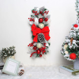 Christmas Door Wreath Decoration with Ribbon Bowknot and Xmas Balls Christmas Home Decoration