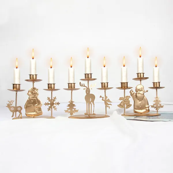 Christmas Retro Santa Claus Candlesticks Crafts Christmas Home Ornament Decoration