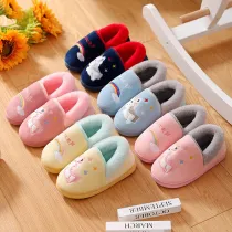 Toddler Kids Cartoon Animals Pony Cotton Plush Winter Shoes Home Slipper