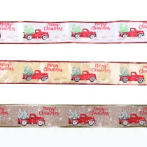 Merry Christmas 10m Silk Truck Painted Ribbon Gift Strap and Christmas Tree Decor