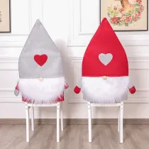 Christmas Gnome Heart Home Woven Chair Covers Christmas Home Decor