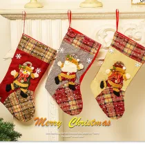 Christmas Cartoon Woven Handwork Santa Claus Gift Socks Bag Christmas Ornament Decoration
