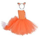 2 PCS Zootopia Fox Costume Halloween Cospaly Carnival Party Toddler Girls Tutu Dress Sleeveless With Headband
