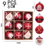 Merry Christmas 9 Pieces 6cm Santa Claus Christmas Ornaments Balls Decoration