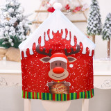 Christmas Cartoon Santa and Deer Woven Chair Covers Christmas Home Decor
