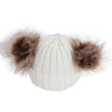 Baby 2 Pieces Knitted Plush Hat and Scarf Outdoor Winter Warm Hat