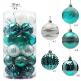 Merry Christmas 30 Pieces 6cm Red and Green Painted Christmas Tree Ornaments Hanging Balls Decoration