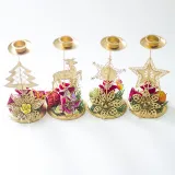 Christmas Santa Claus Reindeer Candlestick Christmas Home Ornament Decoration